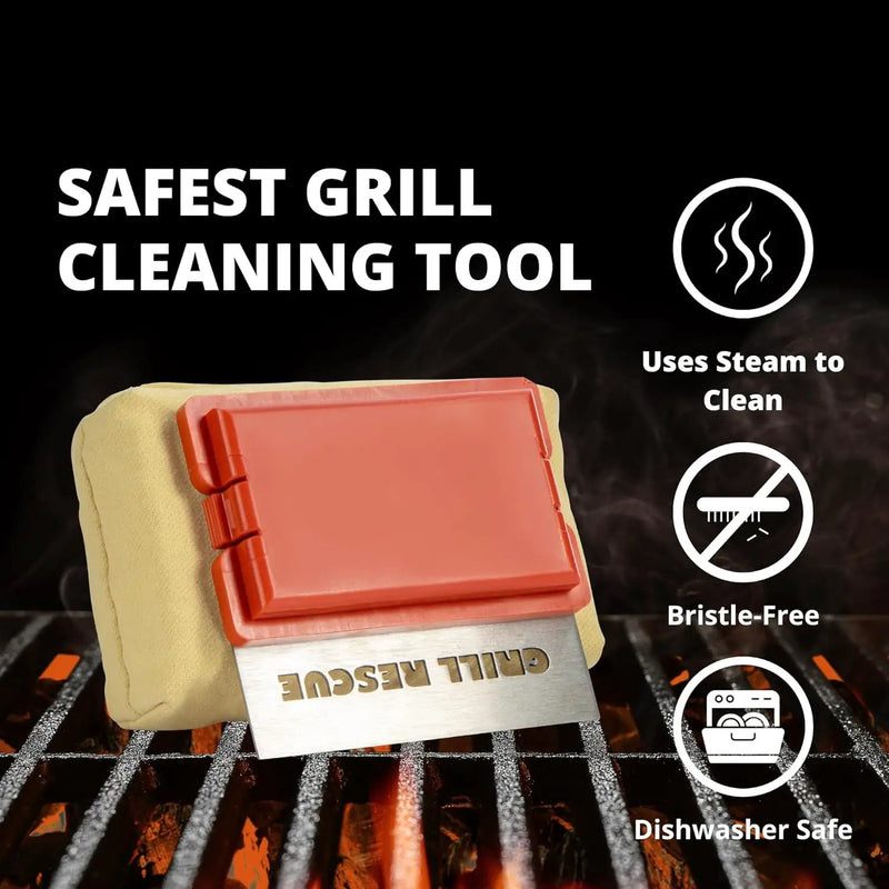 Grill Rescue BBQ Replaceable Cleaning Head, Bristle Free - Durable and Unique Scraper Tools for Cast Iron or Stainless-Steel Grates, Barbecue Cleaner by GreenHaven Gardens