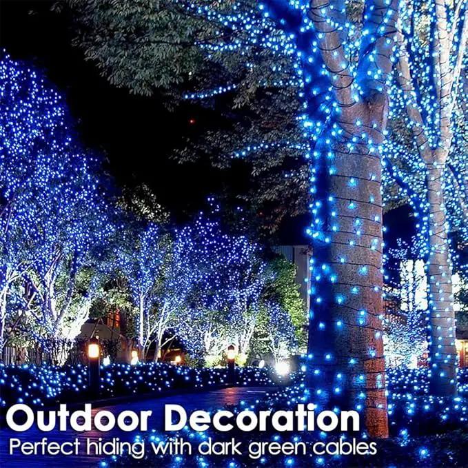 Christmas Light 1000 LEDs 336ft Green Cable Wire Fairy String Tree Twinkle Lights Plug in 12 Modes for Christmas Party, Outdoor, Garden, Wedding, Home Decoration (Blue) by GreenHaven Gardens