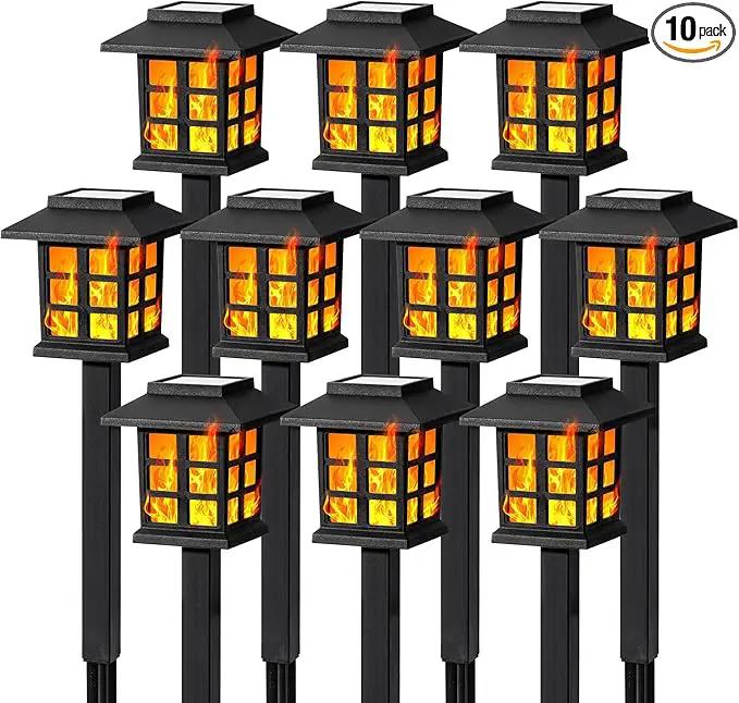 GIGALUMI Solar Lights for Outside,10 Pack Flickering Flame LED Solar Outdoor Lights, Waterproof Solar Garden Lights Maintain 10 Hours of Lighting for Christmas, Garden, Landscape, Path, Yard, Patio by GreenHaven Gardens