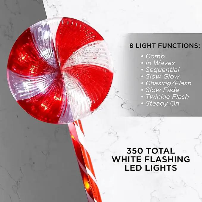 Alpine Corporation 28" H Outdoor Candy Cane Yard Stakes with Red and White LED Lights (Set of 3), Christmas Decoration by GreenHaven Gardens