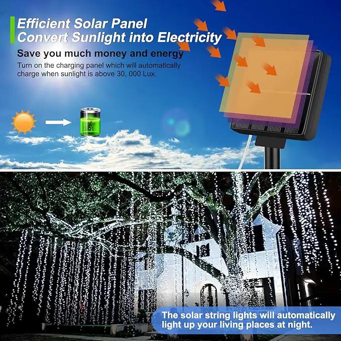 Brightever Solar Outdoor LED String Lights 288Ft Waterproof, 4-Pack Each 72FT 200 LED Solar Powered Fairy Lights with 8 Modes, Outside Twinkle Lights for Backyard, Balcony, Christmas (Daylight White) by GreenHaven Gardens