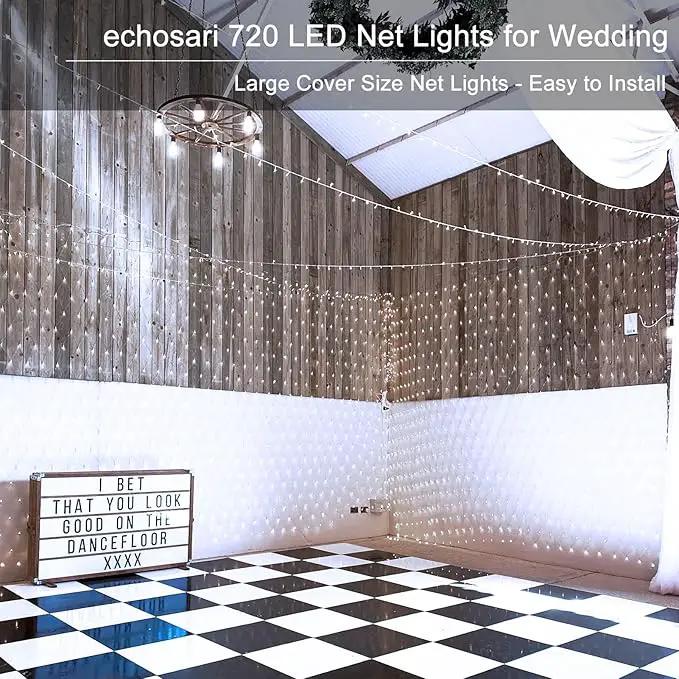 Echosari 720 LED Net Light 20ft x 13ft Large Size Bush Light Plug-in, IP68 Fully Waterproof Outdoor for Garden Backyard Wall Trees Party Holiday Decoration (Cool White) by GreenHaven Gardens