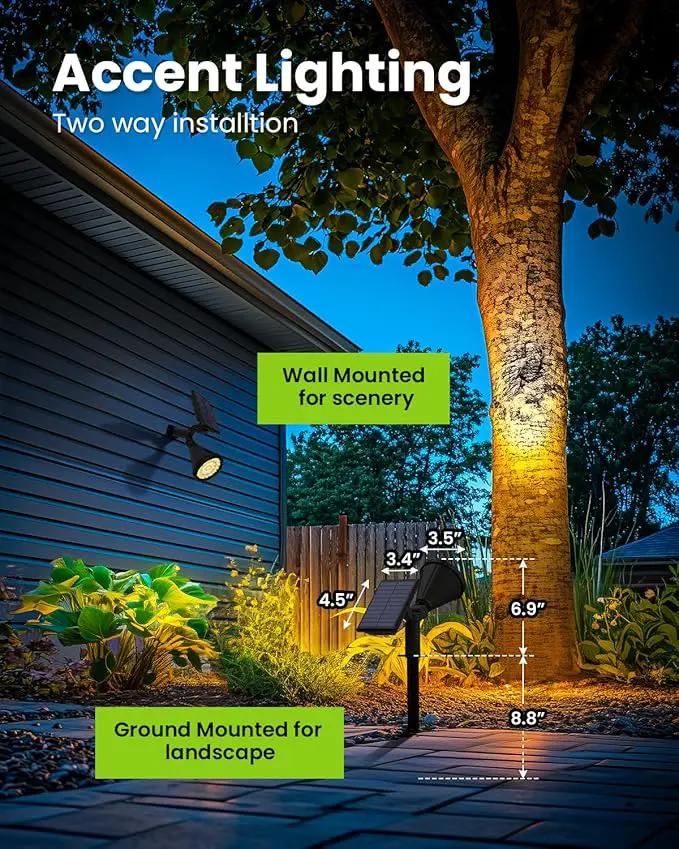 Solar Spot Lights Outdoor Waterproof, Flag Pole Light Solar Powered Halloween Lights, Landscape Spotlights for Tree, House, Yard, Garden, Christmas Decorations-2Pack Warm White by GreenHaven Gardens