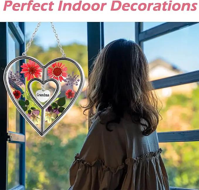 KY&BOSAM Suncatcher Stained Glass Grandma Heart Gifts for Women Mother`s Day Grandma Gift Gifts for Grandma from Daughter Son Indoor Decor Yard Decor for Mother Day Christmas Birthday Gift by GreenHaven Gardens
