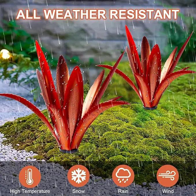 Enlarge Thickened Wind Resistant Metal Agave Garden Art Metal Plant Country Garden Sculpture Statue Outdoor Decoration Agave Metal Plant Courtyard Garden Lawn Ornament Gift (2, 12 Leaves red) by GreenHaven Gardens