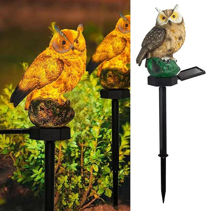 Dazzle Bright 1 Pack Owl Figure Solar LED Lights, Resin Garden Waterproof Decorations with Stake for Outdoor Yard Pathway Outside Patio Lawn Decor to Scare Birds Away, Gifts for Women, Owl Lovers by GreenHaven Gardens