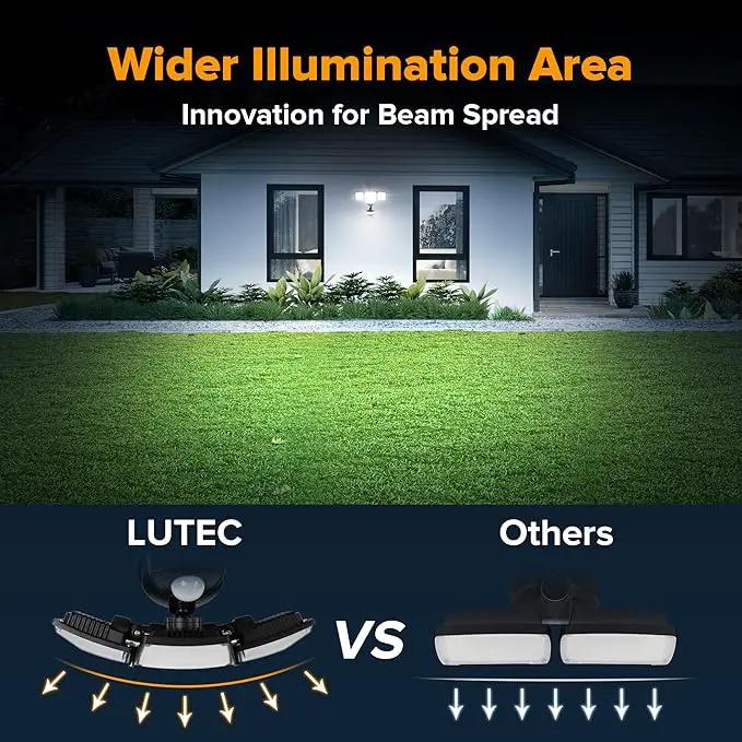 LUTEC 84W 9500LM LED Security Light Motion Sensor Outdoor Lights with Night Light, 4 Head LED Flood Lights Outdoor 5000K Daylight, IP65 Waterproof, Motion Detected Lights for Outside (Black) by GreenHaven Gardens