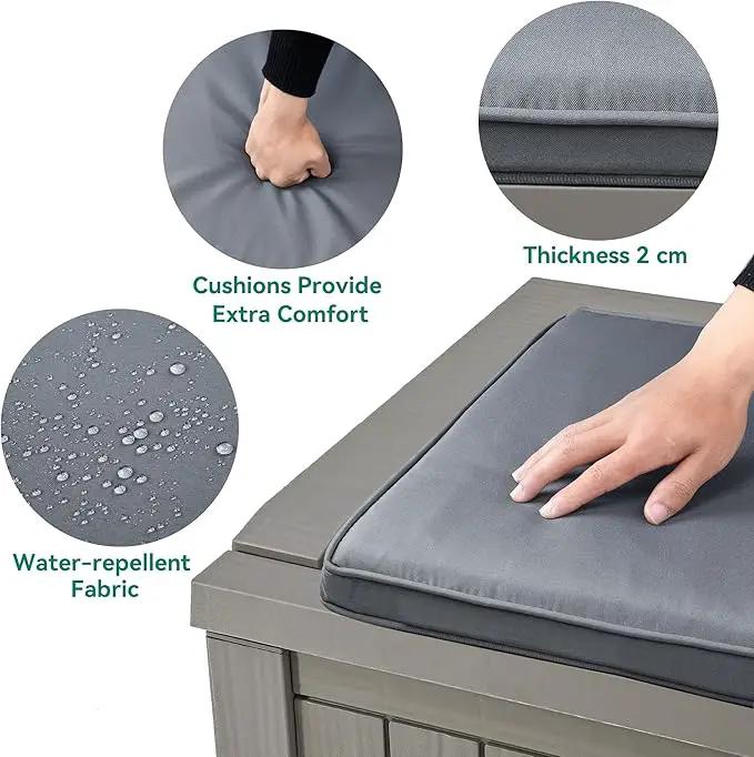 YITAHOME 120 Gallon Outdoor Storage Deck Box with Cushion, Large Resin Patio Storage for Outdoor Pillows, Garden Tools and Pool-Supplies, Waterproof, Lockable (Taupe) by GreenHaven Gardens