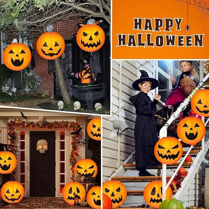 Retisee 20 Pcs 8 Inch Halloween Pumpkin Paper Lantern Halloween Jack O Lantern Paper Lantern Orange Pumpkin Lantern for Halloween Party Halloween Pumpkin Hanging Paper Lantern for Indoor Outdoor Decor by GreenHaven Gardens