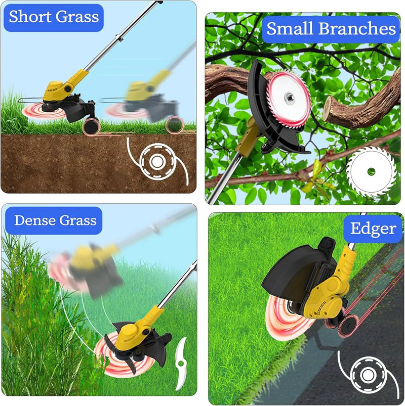 20000 RPM(4.0AhX2) Electric Weed Wacker,Dual-Durable-Line,Metal Blades,Wheel,4-in-1 Battery Powered Weed Eater Cordless+String Trimmer+Edger Lawn Tool+Brush Cutter,Weed Whacker,Weed Trimmer Lawn by GreenHaven Gardens