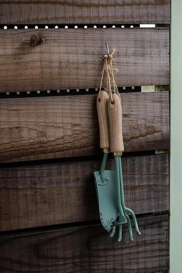 Barebones Cultivator - Weed Remover Tool - Garden Rake and Weeding Tool for Yard Work - Stainless Steel Cultivator for Raking Soil (Ash/Mint) by GreenHaven Gardens