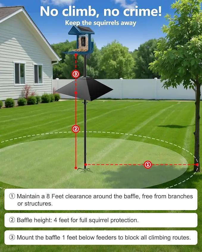 Metal Squirrel Baffle - Squirrel Baffle for Bird Feeder Pole, Upgrade Spring Motion Design for Better Defense, 19 Inch Heavy Duty Guard for Outside Bird Feeder Pole Mount by GreenHaven Gardens