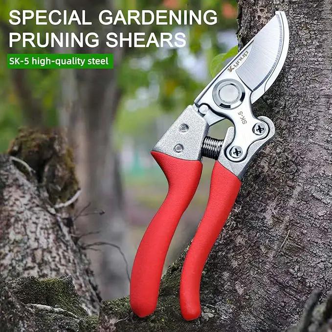 Kynup 2Packs Pruning Shears for Gardening, Garden Shears Scissors Heavy Duty, Bypass Pruner Hand Shears, Tree Trimmers Secateurs, Garden Clippers for Plants, Hedge Shears, Garden Tools (Red) by GreenHaven Gardens