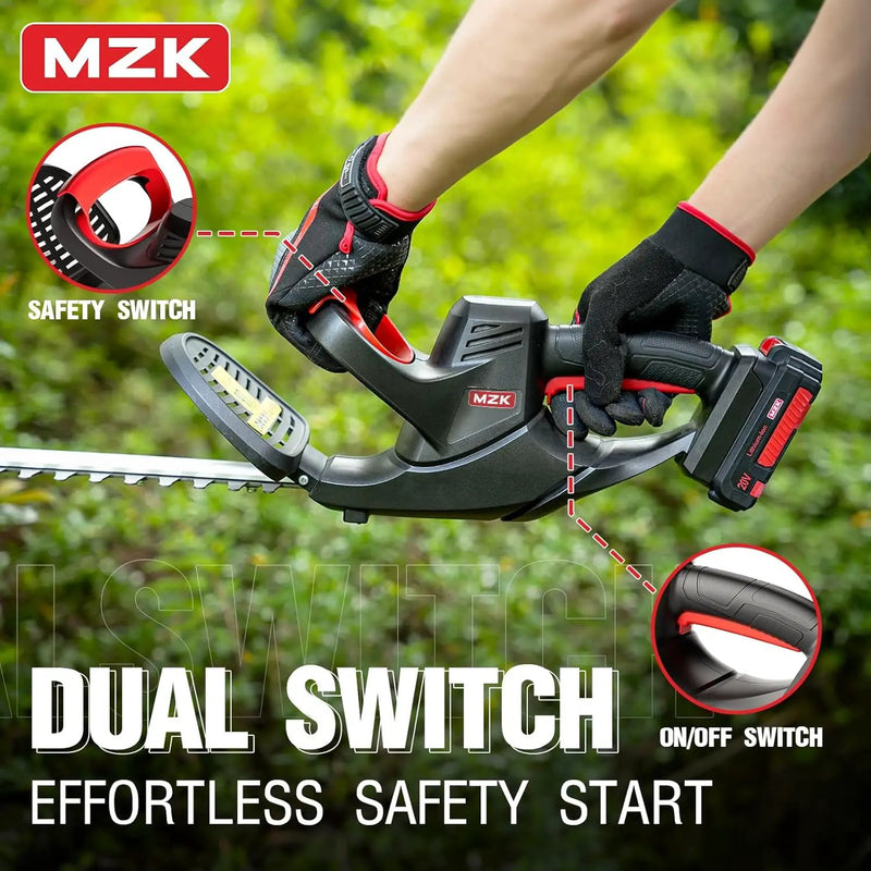 MZK 22'' Cordless Hedge Trimmer, 20V Bush Trimmer, Handheld Hedge Cutter, Grass Shrub Trimmer, Lightweight & Compact Trimmer(Battery & Charger Included) by GreenHaven Gardens