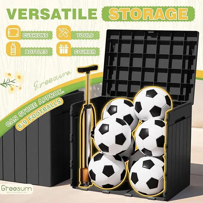 Greesum 31 Gallon Deck Box for Outside, All Weather Outdoor Storage Boxes for Patio Furniture Set, Package Delivery Box,Garden Tools, Gray(Set of 2) by GreenHaven Gardens