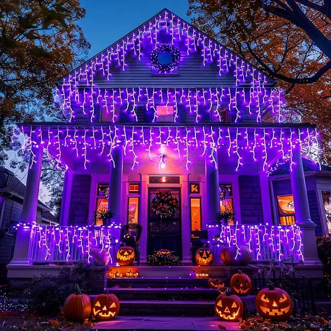 JMEXSUSS Purple Christmas Icicle Lights, 38.8 FT 400 LED Purple Icicle Lights Outdoor Waterproof, 8 Modes Purple Christmas Lights with 80 Drops Plug in for House Christmas Party Decorations by GreenHaven Gardens