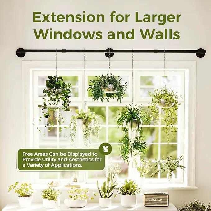 Bamworld Plant Hanger Indoor 70in Hanging Planters Rod Hanging Plant Holder for Window Plant Shelves Metal Rod，Pots Not Included by GreenHaven Gardens