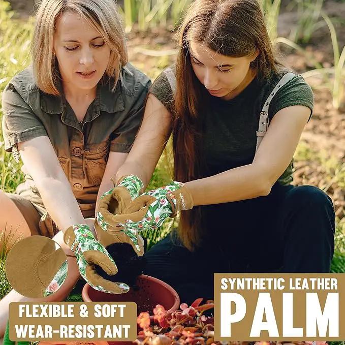 HLDD HANDLANDY Work Gloves for Women and Ladies, Leather Gardening Gloves Flexible Mechanic Working Gloves by GreenHaven Gardens