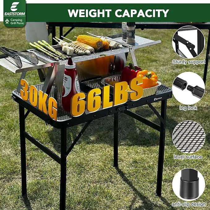 Small Folding Table, Easy for Storage, Compact and Portable Picnic Table for Grill, Outdoor Camping, Garden, Patio, Dining, BBQ, Party, Market, 2Ft (Small, Black), 23.6" L x 15.8" W by GreenHaven Gardens