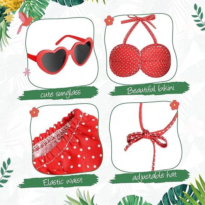 Bikini Goose Outfit Lawn Goose Clothing Porch Goose Outfits Summer Yard Goose Outfits Hawaiian Luau Goose Outfit for 23'' Lawn Goose Outdoor Decoration(Bikini,Red) by GreenHaven Gardens