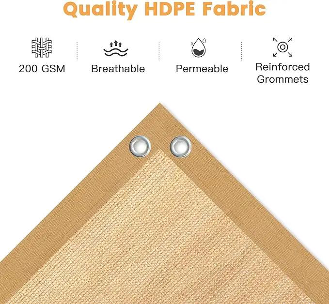 VICLLAX Shade Fabric Sun Shade Cloth with Every 2 FT Grommets for Patio Garden Pergola Cover Canopy 19x20 FT, Wheat by GreenHaven Gardens