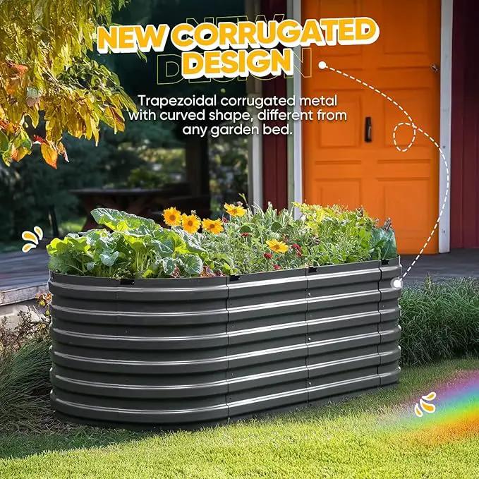 KING BIRD Raised Garden Bed Kit 2025 Upgraded Quick-Setup Galvanized Planter Garden Box Outdoor for Gardening, Vegetables, Flowers, 74x36x23 in, Dark Grey by GreenHaven Gardens