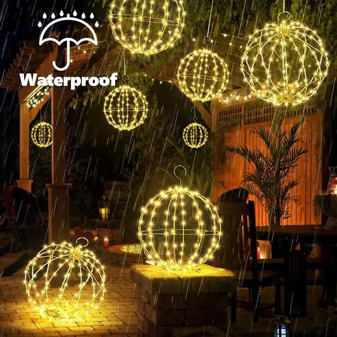 Outdoor Decorations Hanging Ball Lights 2PCS - 12 Inch Connectable Hanging Tree Globe 120 LED Fairy Lights with 8 Lighting Modes,Timing Function Waterproof Indoor Outdoor (Warm White, 2pcs) by GreenHaven Gardens