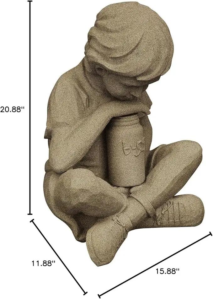 EMSCO Group Nature Boy Statue – Natural Sandstone Appearance – Made of Resin – Lightweight – 16” Height by GreenHaven Gardens
