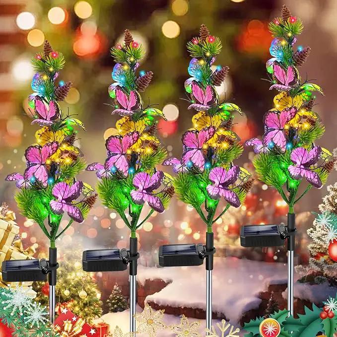 Solar Garden Lights Outdoor Waterproof Butterfly Stake Lights, 4 Pack Solar Lights Gifts for Mom Women Holiday Yard Front Porch Pathway Graveyard Cemetery Garden Patio Decor by GreenHaven Gardens