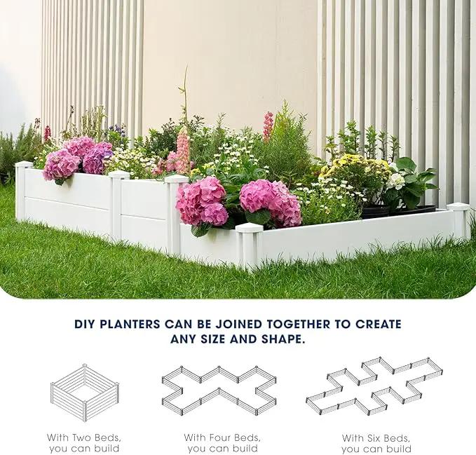 PASAMIC Durable Vinyl Raised Garden Bed, 4x4x1ft Raised Bed for Gardening, Planter Box with Open Bottom, Raised Garden Bed Outdoor, DIY Above Ground Garden Bed for Fruit, Vegetables, Herbs by GreenHaven Gardens