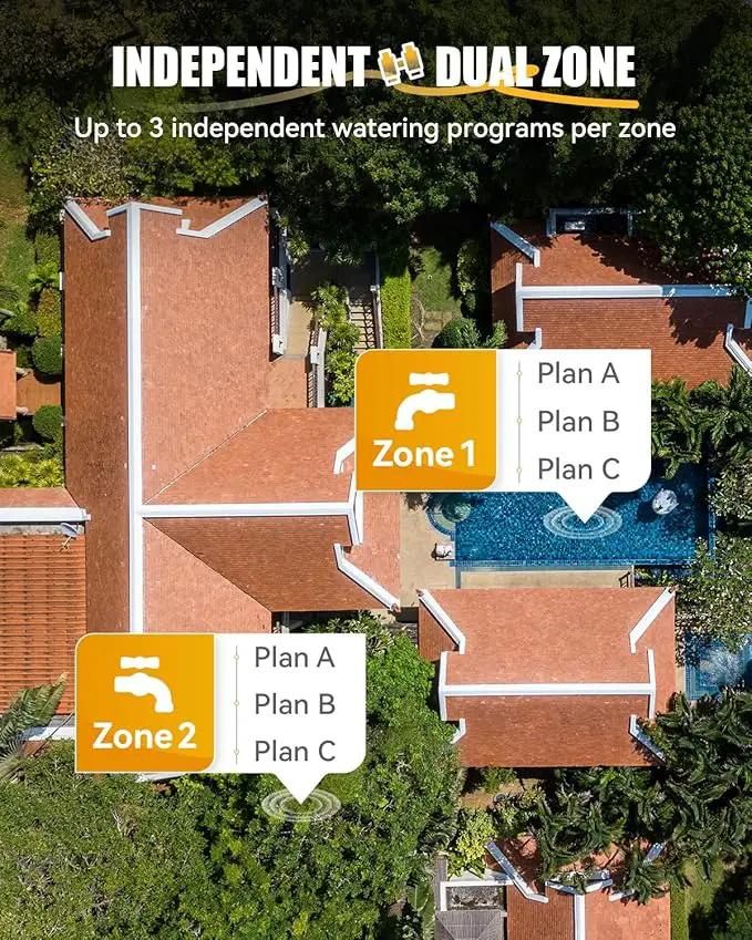 RAINPOINT WiFi Water Timer with Brass Inlet & Outlet，2 Zone WiFi Hose Timer for Lawn,WiFi Sprinkler Controller via APP/Voice Control,Automatic Watering System by Time/Weather/Quantity/Soil Moisture by GreenHaven Gardens