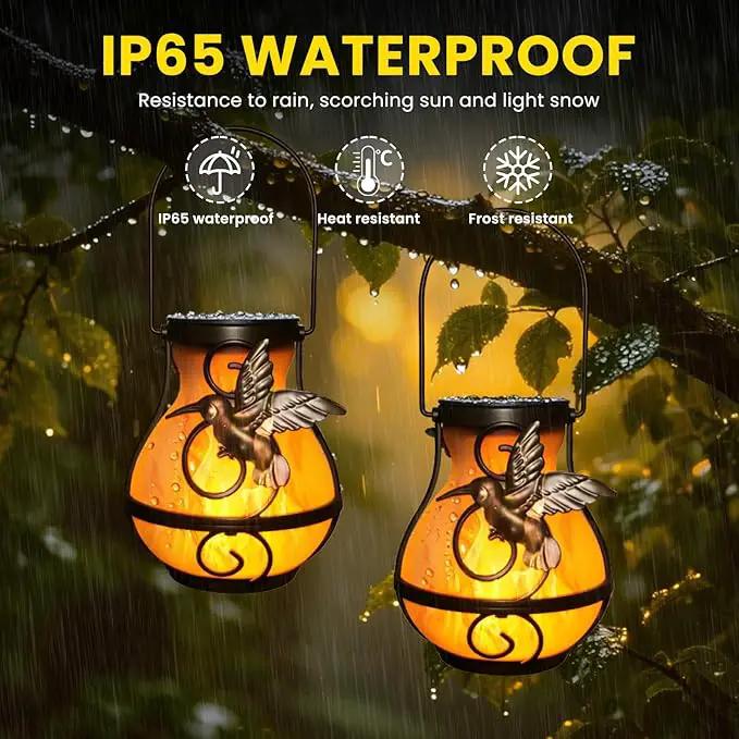 Solar Lights Outdoor Decorative, Hummingbird Flickering Flame Lantern Waterproof, Garden Decor Hanging Lights for Outside Patio Pathway Yard, Christmas Birthday Gifts, 2 Pack by GreenHaven Gardens
