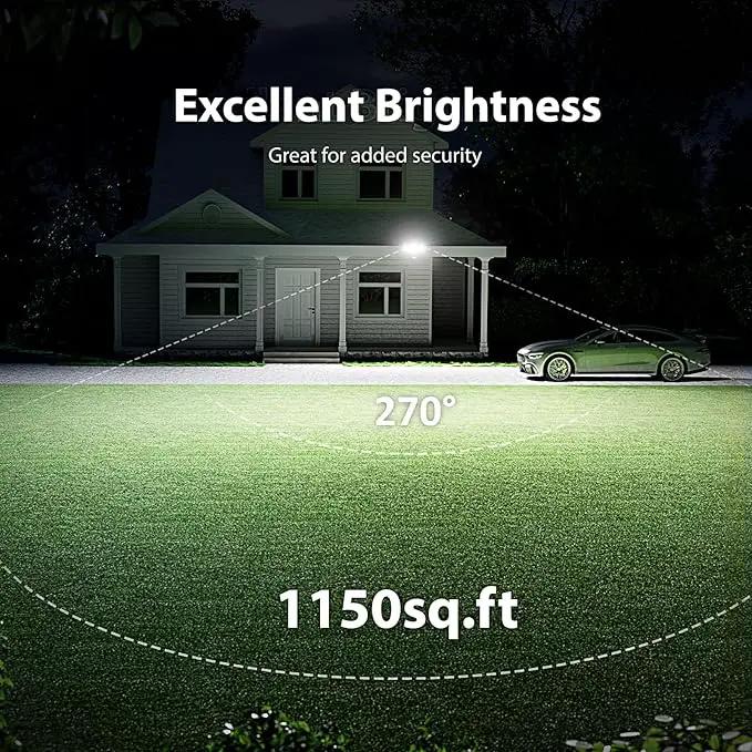 Onforu 65W LED Security Lights Motion Sensor Light Outdoor, 6500LM, 6500K, IP65 Waterproof, Flood Light Outdoor Motion Detector with Adjustable 3 Head, Hardwired Wall Light for Entryway, Yard (Gray) by GreenHaven Gardens