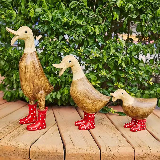 GUTE Duck Yard Decorations Yard Art Garden Puddle Ducks with Spotted Wellies Boots - Single - Garden Decor Statues, Duck Figurine Statue - Waterproof Indoor & Outdoor Lawn Gnome Ornament (Small Duck) by GreenHaven Gardens