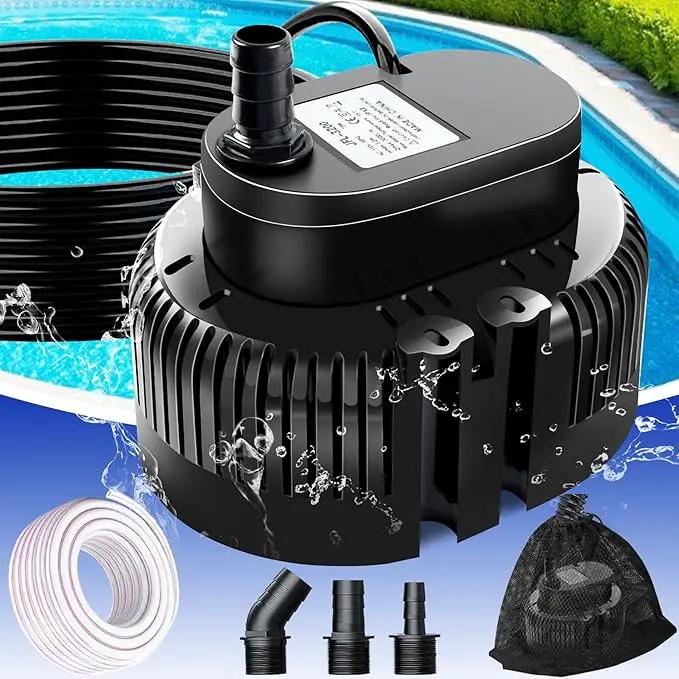 Pool Cover Pump above Ground-Submersible Sump Pump Swimming Water Removal Pumps, Sump Pump for Pool Draining with 16ft Drainage Hose & 25 ft Extra Long Power Cord,850 GPH,3 Adapters-Black by GreenHaven Gardens