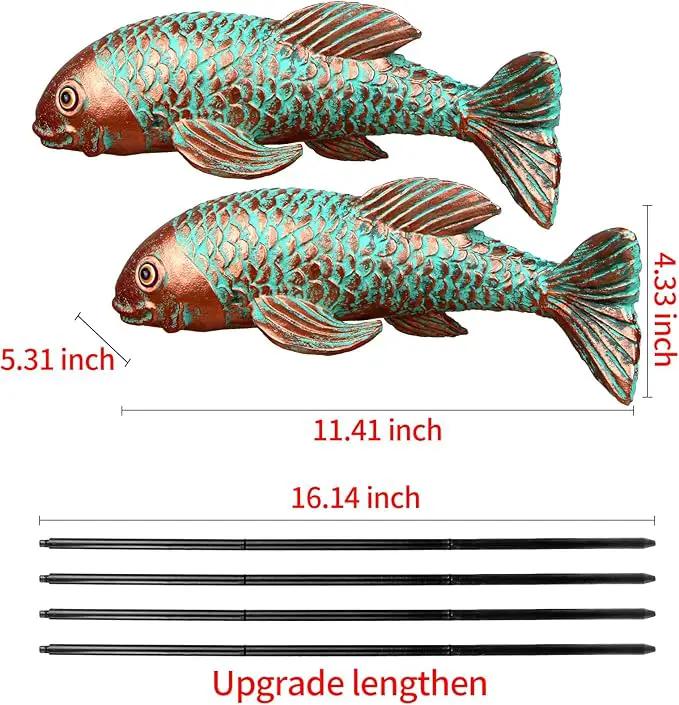 Garden Statues,Koi Fish Decor,Set of 2 Antique Koi Fish Garden Statue,Fish Sculpture Garden for Outdoors,Patio Decor,Backyard and Home Kitchen Decoration,Gardening Gifts for Mom Women Grandma by GreenHaven Gardens