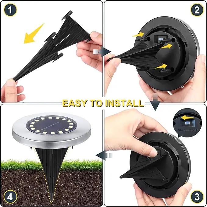 Solar Ground Lights-Waterproof Solar Lights Outdoor Garden- Solar Disk Lights-Upgraded 16LED Bright in-Ground Lights-Landscape Lights for Pathway, Yard, Lawn, Patio, Walkway (12 Pack Warm Light) by GreenHaven Gardens