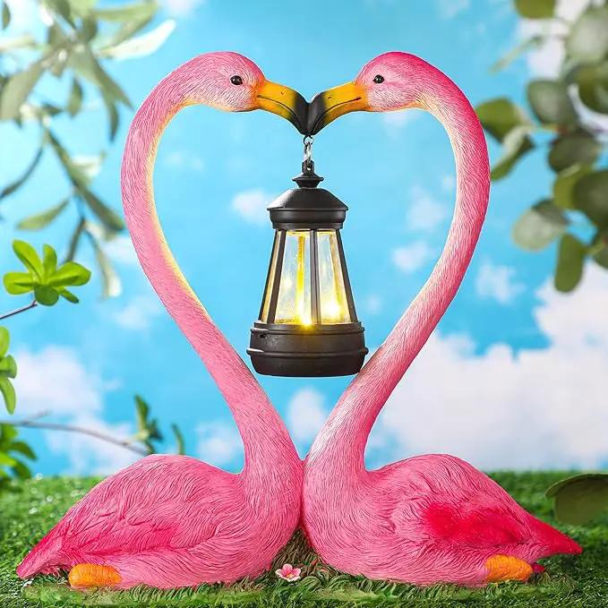 Kiss Flamingo Statue Garden Decor with Solar Lights LED Outdoor Decoration Figurines for Yard Patio, Porch, Home, Flamingo Gift for Mothers Day, Women, Mom, Grandma Anniversary Couple Wife by GreenHaven Gardens