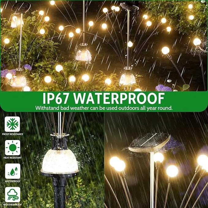 AOSEA Larger Bulbs Solar Garden Lights Outdoor, 2 Pack 18 LED Solar Firefly Lights Fairy Swaying by Wind for Outside, IP67 Waterproof,for Patio Garden Yard Walkway Sidewalk, Black by GreenHaven Gardens