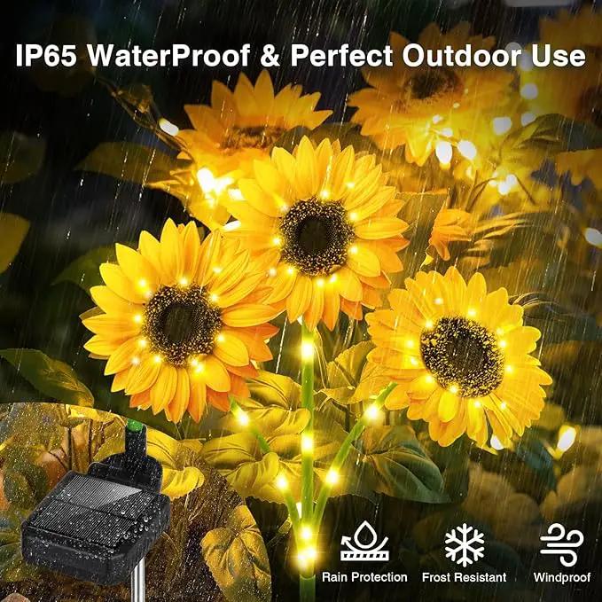 Solar Sunflower Garden Lights: 6 Pack of 18 LED Artificial Solar Flowers, IP65 Waterproof for Pathway, Walkway, Porch, Landscape, Yard Decorations by GreenHaven Gardens
