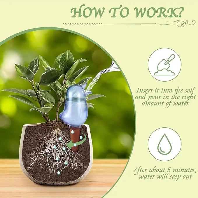 4 Pack Self Watering Spikes, Indoor Plant Watering Globes, Bird Shape Automatic Irrigation Spikes,Plant Watering Devices（Blue） by GreenHaven Gardens