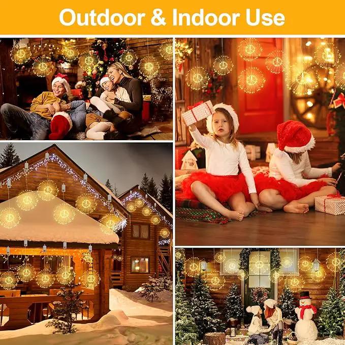 Firework Lights, 8 Pack LED Copper Wire Fireworks Lights Fairy Lights Christmas Fireworks Hanging Dimmable String 8 Modes Waterproof with Remote Control for Christmas Wedding Garden by GreenHaven Gardens