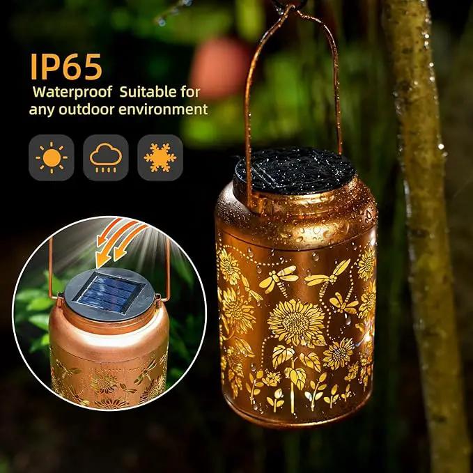Solar Lanterns Dragonfly Lights Outdoor Decor Hanging Lantern Waterproof Metal LED Sunflower Light Decorative Garden,Yard,Patio,Lawn,Christmas Gifts for Women Mon Grandma by GreenHaven Gardens