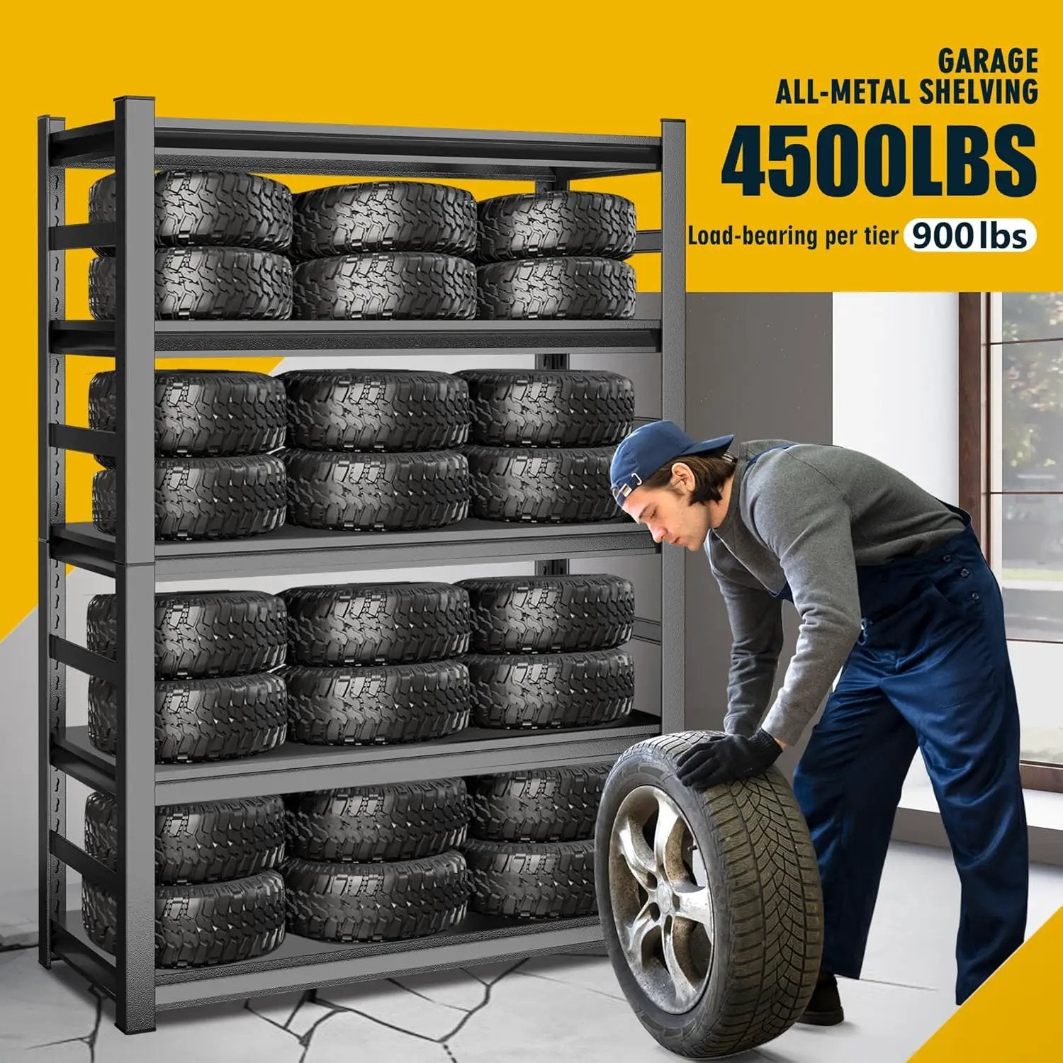 78" H,Metal Garage Shelving Heavy Duty 5-Tier Adjustable Storage Shelves Easy to Assemble, Garage Organization with 4500lbs Capacity,Shelving Racks for Storage,Ideal for Garage,Basement,Warehouse by GreenHaven Gardens