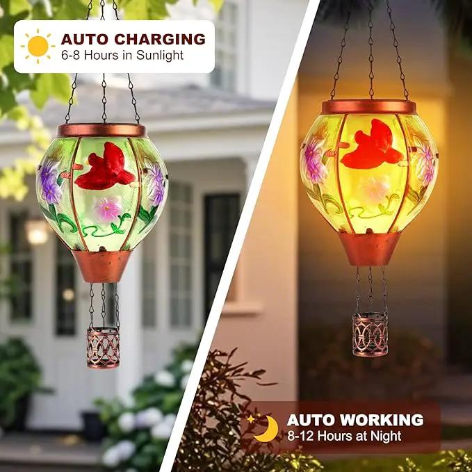 Cardinal Solar Hot Air Balloon Lantern,Outdoor Decor with Flame Lights Waterproof, Hanging for Garden Yard Lawn Patio, Unique Gifts for Women Mom Grandma Gardener for Mother'Day Christmas by GreenHaven Gardens