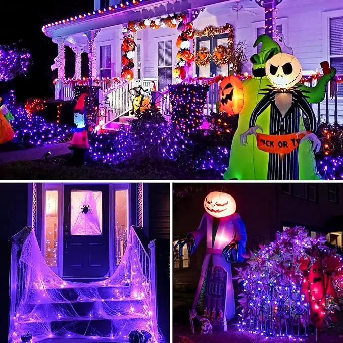 kolpop Purple Solar Fairy Lights Outdoor Waterproof, 3 Pack 32FT 80LED Solar Powered String Light, 8 Modes Copper Wire Solar Twinkle Lighting for Halloween Tree Garden Yard Outside by GreenHaven Gardens