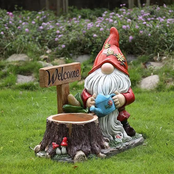 Garden Gnome Statues Large Planter - Outdoor Gnome Statues with Planter Pot Yard Welcome Decorations Outdoor Gnomes Planter Clearance Sculptures Decor for Lawn Ornament 25 inch, Red Hat by GreenHaven Gardens