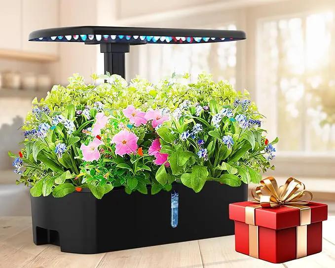 Hydroponics Growing System Kit 12 Pods Indoor Garden, Hydroponic Herb Garden Kit Indoor with LED Grow Light, Smart Indoor Garden, Adjustable Height, Auto Timer, Quiet Pump, Gift for Mom Women, Black by GreenHaven Gardens