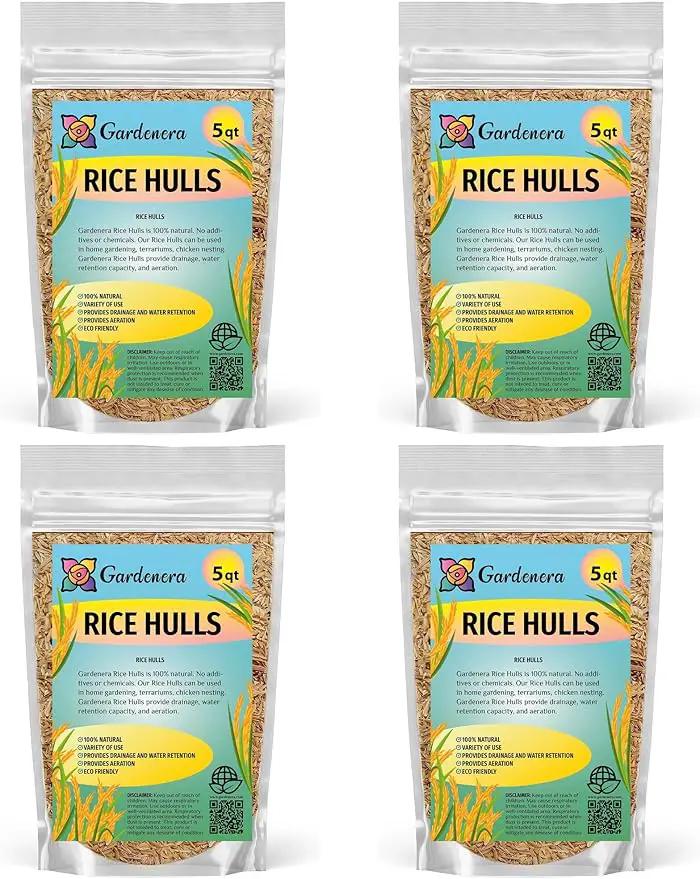 Premium Rice Hulls by Gardenera - Create Healthy and Resilient Plants Through Enhanced Aeration and Drainage - 20 QUARTS by GreenHaven Gardens