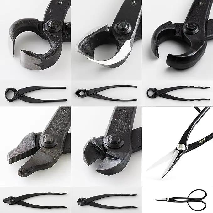 Wazakura Made in Japan 6PCS Bonsai Professional Tool Kit with Roll Bag: Japanese Yasugi Steel Satsuki Bonsai Scissors, Concave Branch Cutter, Knob Cutter, Jin Plier, Wire Cutter, Root Cutter by GreenHaven Gardens